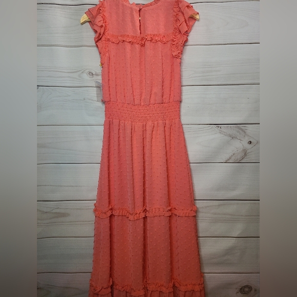 CeCe Clip Dot Flutter Sleeve Midi Dress Size NWT Size Small - Picture 3 of 5